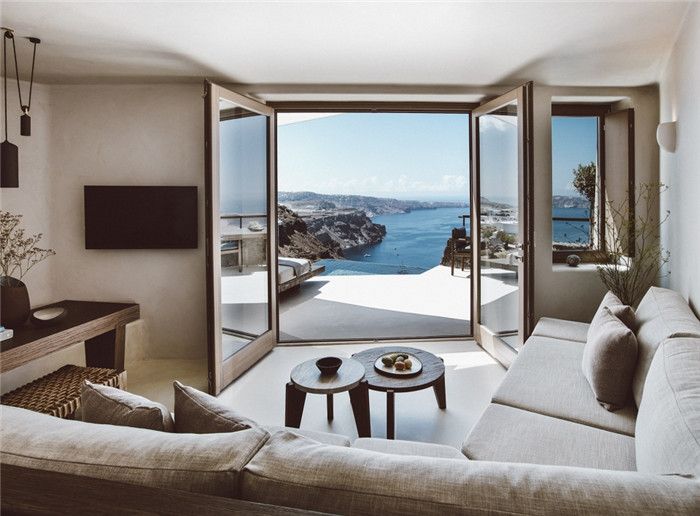 白色極簡風圣托里尼島Vora別墅式酒店設計方案