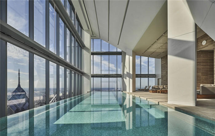 酒店泳池設計-勃朗設計分享摩登都市風美國費城四季酒店設計
