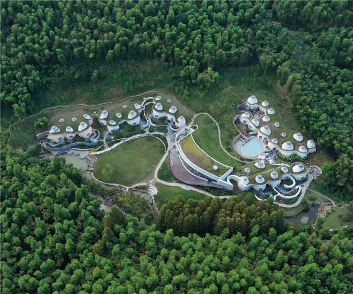 酒店建筑鳥瞰圖-隱秘而輕松的野界小型度假村酒店設計案例