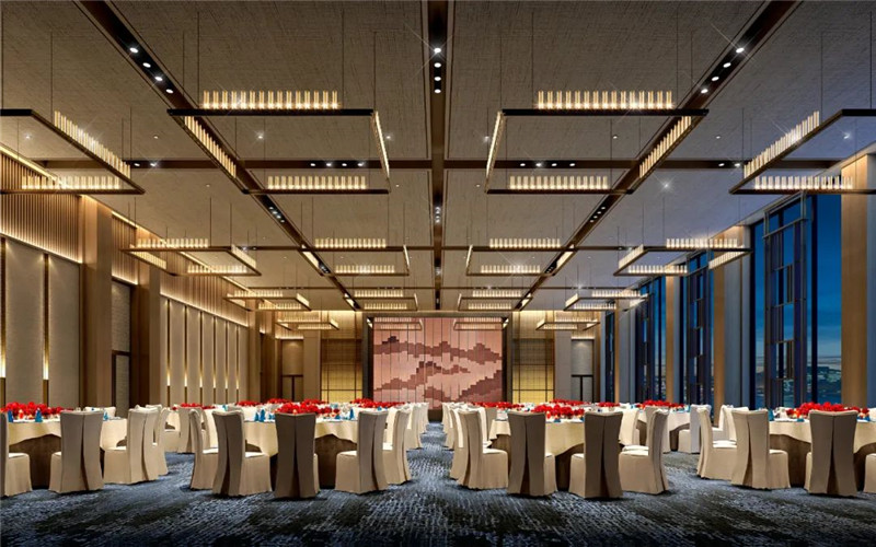 酒店宴會廳設計-現代與傳統相融合的新中式溫泉度假酒店設計案例